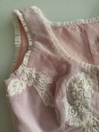 Falda larga negra y corpiño rosa palo