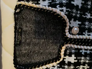 Chaqueta bouclé cuadros blanco y negro