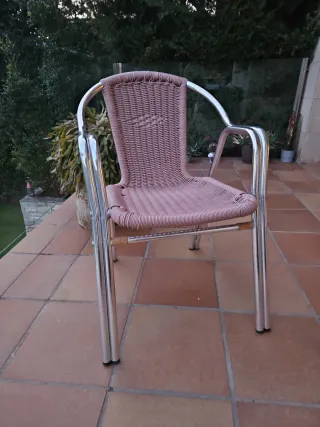 Silla exterior aluminio y mimbre