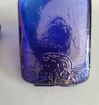 3 Botellas Vidrio Azul Reciclado con Repujado