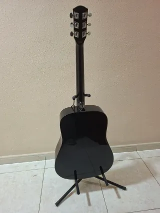 Guitarra Acústica Negra+soporte+funda