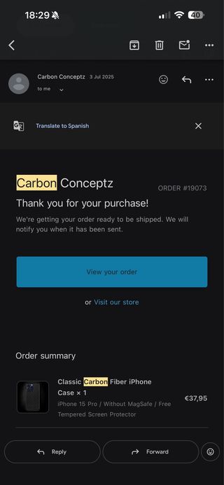 Funda iPhone 15 Pro Fibra de Carbono