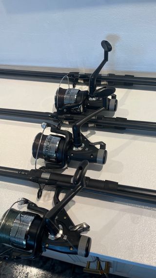 3 canne da pesca carpa 12 piedi + 3 mulinelli