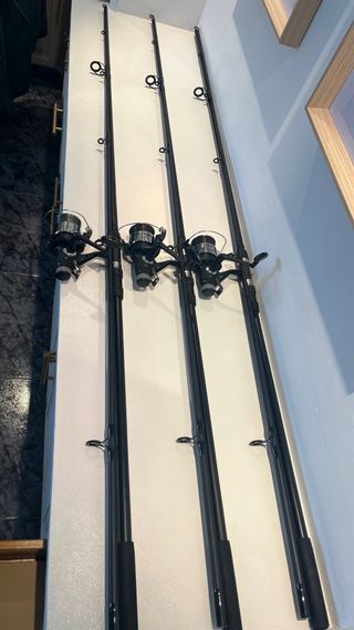 3 canne da pesca carpa 12 piedi + 3 mulinelli