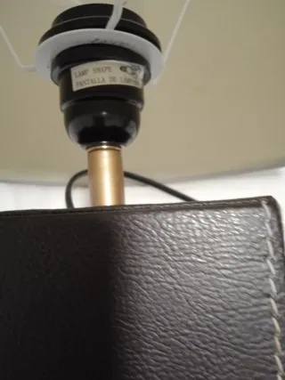 Pie de lámpara piel marrón 16x11 cm