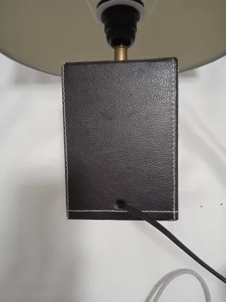 Pie de lámpara piel marrón 16x11 cm