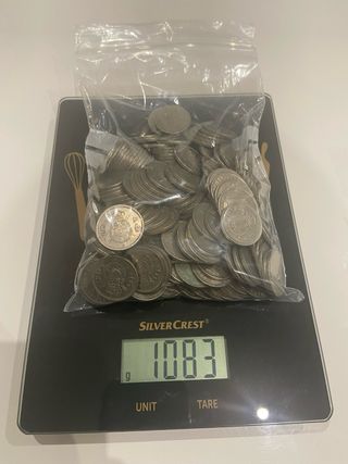 Lote 1kg monedas 5 pts Juan Carlos I