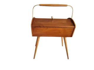 Costurero antiguo Vintage MCM Madera y Metal