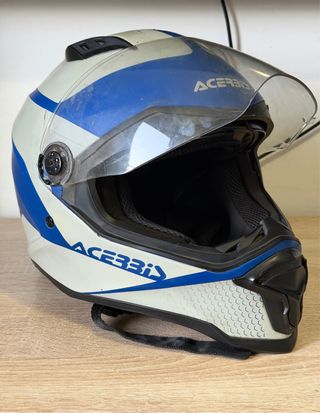 Casco Moto Enduro Motocross Acerbis Azul Blanco