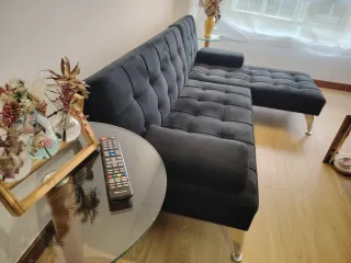 Sofá Cama Negro Terciopelo