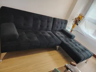 Sofá Cama Negro Terciopelo