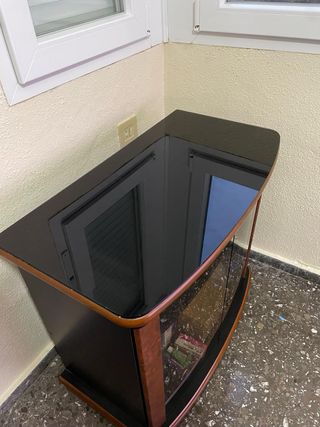 Mueble TV cristal y madera