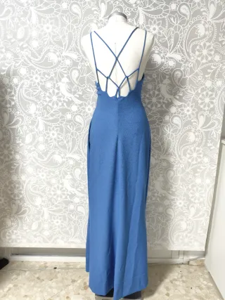 Vestido fiesta azul tirantes