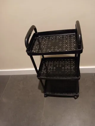 Carrito de almacenaje negro 3 estantes