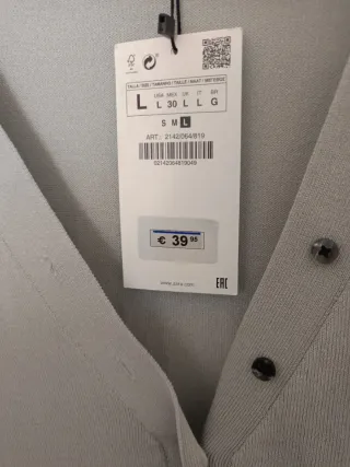 Chaqueta fina ZARA Gris Talla L