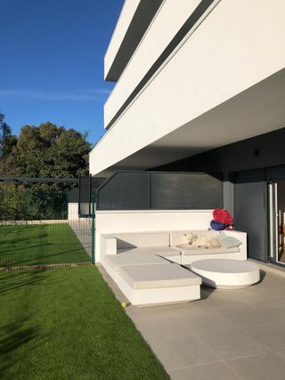 Sofá modular tela beige/gris