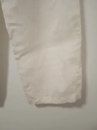 Pantalón lino mujer T36 blanco roto