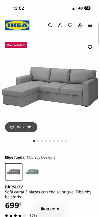 Sofá Cama Ikea Bårslöv Marrón chocolate