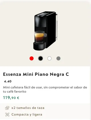 Cafetera Nespresso Essenza Mini Negra