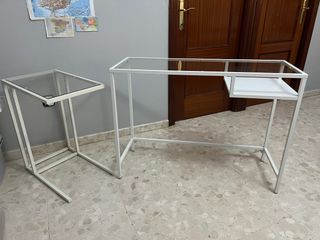 Mesa estudio hierro blanca y cristal