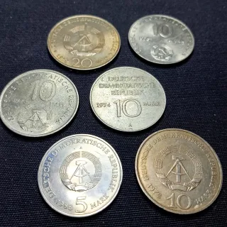 BAX7 8. Alemania RDA. Lote de 6 monedas