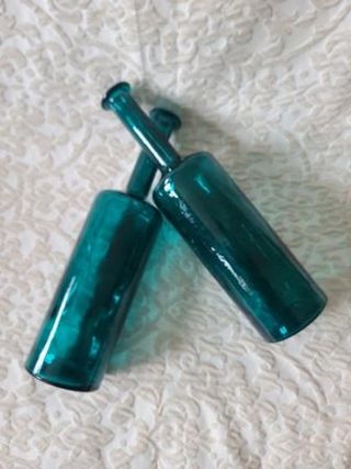 Conjunto 2 Floreros Vidrio Verde Azulado