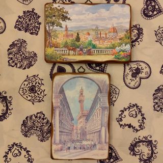 Coppia quadretti: stampe su tavoletta legno