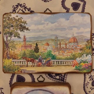 Coppia quadretti: stampe su tavoletta legno