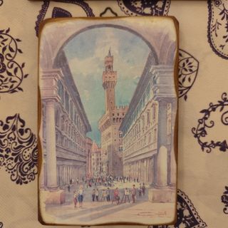 Coppia quadretti: stampe su tavoletta legno