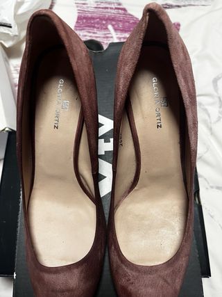 Zapatos tacón antelina rosa talla 41