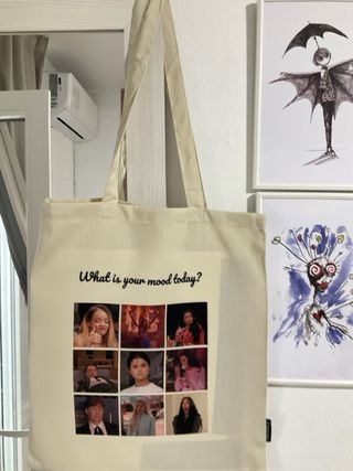Bolsa de tela con frase y fotos. - solo envio