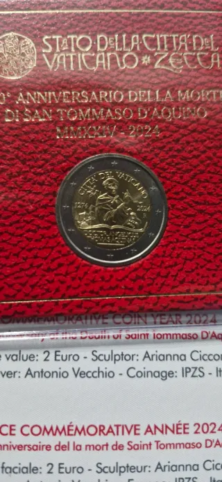 2€ Vaticano 2024 Santo Tomás de Aquino