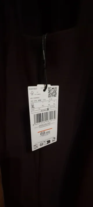 Mono XL MANGO marrón chocolate manga aberturas