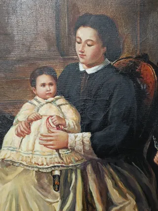 Óleo Siglo XIX Retrato de Familia