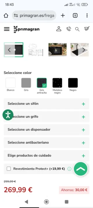 Fregadero 1 seno + escurridor 90x50