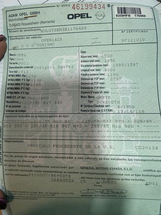 Puerta Trasera Opel Insignia