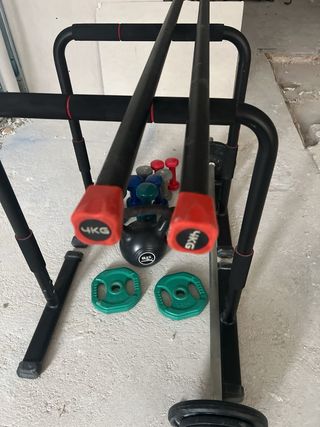 Juego de pesas y barra