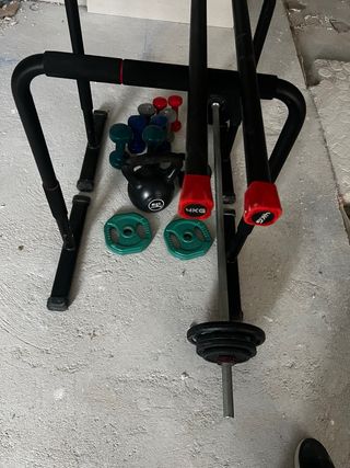 Juego de pesas y barra