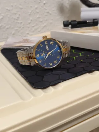 Reloj OLEVS Automático Hombre Azul y Dorado