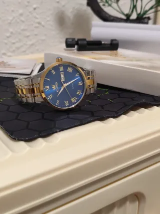 Reloj OLEVS Automático Hombre Azul y Dorado