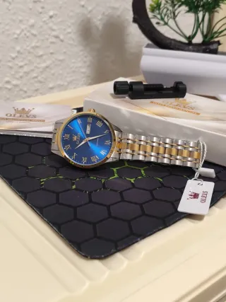 Reloj OLEVS Automático Hombre Azul y Dorado