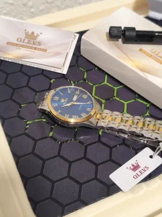 Reloj OLEVS Automático Hombre Azul y Dorado
