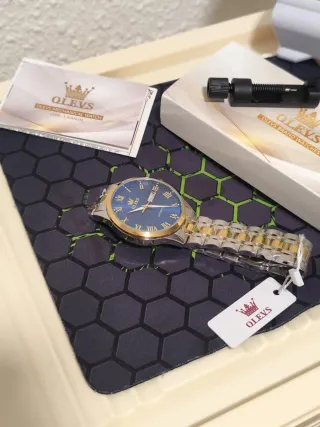 Reloj OLEVS Automático Hombre Azul y Dorado