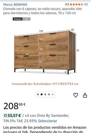 Cómoda de madera y metal