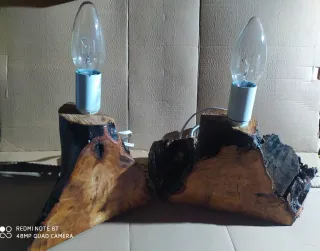 Lámparas rústicas de madera de olivo