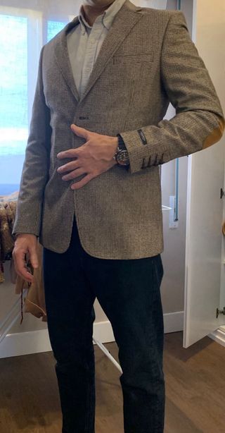 Chaqueta americana marrón y gris