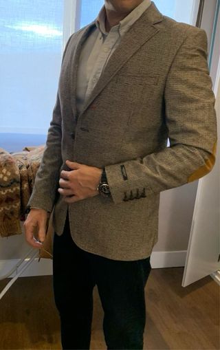 Chaqueta americana marrón y gris