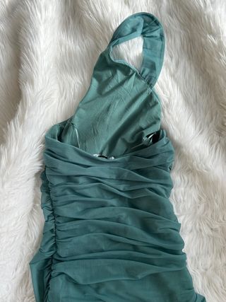 Vestido largo Zara verde azulado