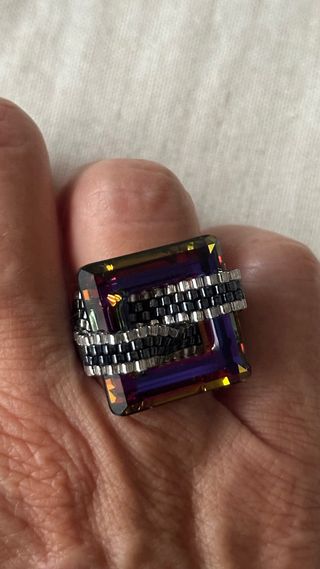 Anillo cristal facetado multicolor