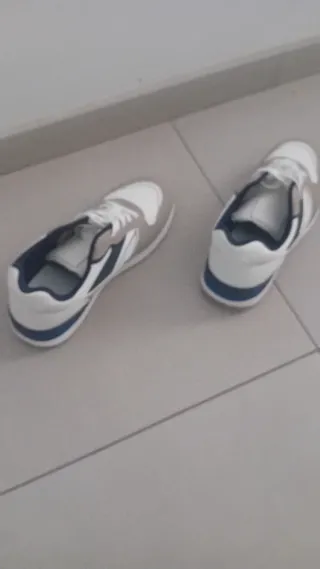 Zapatillas deportivas hombre beige, azul y blanco